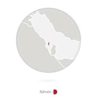 mapa de bahrein y bandera nacional en un círculo. vector