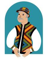 Old man in national west ukrainian clothing. Vector illustration