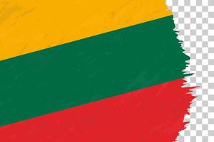 Horizontal Abstract Grunge Brushed Flag of Lithuania on Transparent Grid. vector