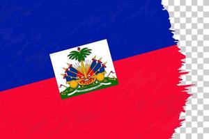 grunge abstracto horizontal cepillado bandera de haití en rejilla transparente. vector