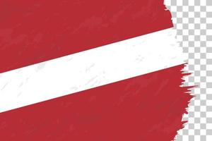 Horizontal Abstract Grunge Brushed Flag of Latvia on Transparent Grid. vector