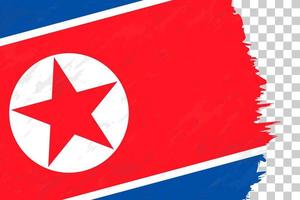 Horizontal Abstract Grunge Brushed Flag of North Korea on Transparent Grid. vector