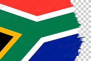 Horizontal Abstract Grunge Brushed Flag of South Africa on Transparent Grid. vector