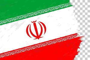 Horizontal Abstract Grunge Brushed Flag of Iran on Transparent Grid. vector