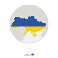 Map of Ukraine and national flag in a circle. vector