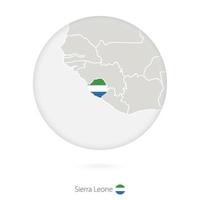 mapa de sierra leona y bandera nacional en un círculo. vector