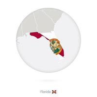 Map of Florida State and flag in a circle. vector