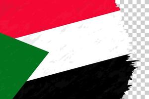 Horizontal Abstract Grunge Brushed Flag of Sudan on Transparent Grid. vector