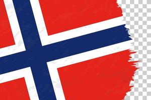 grunge abstracto horizontal cepillado bandera de noruega en rejilla transparente. vector