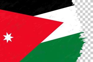 grunge abstracto horizontal cepillado bandera de jordania en rejilla transparente. vector