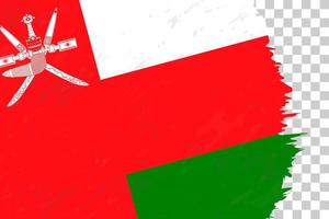 Horizontal Abstract Grunge Brushed Flag of Oman on Transparent Grid. vector