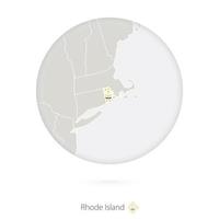 Map of Rhode Island State and flag in a circle. vector