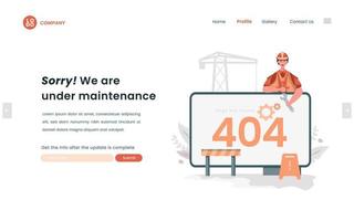 Error 404 website maintenance illustration concept vector