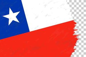 Horizontal Abstract Grunge Brushed Flag of Chile on Transparent Grid. vector