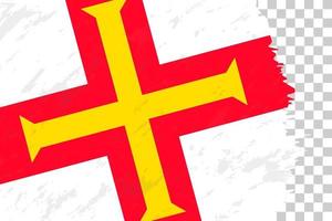 Horizontal Abstract Grunge Brushed Flag of Guernsey on Transparent Grid. vector