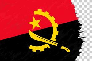 Horizontal Abstract Grunge Brushed Flag of Angola on Transparent Grid. vector