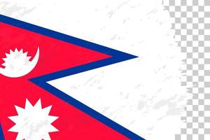 grunge abstracto horizontal cepillado bandera de nepal en rejilla transparente. vector