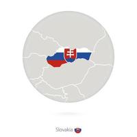 Map of Slovakia and national flag in a circle. vector