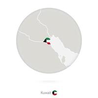 mapa de kuwait y bandera nacional en un círculo. vector