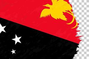 Horizontal Abstract Grunge Brushed Flag of Papua New Guinea on Transparent Grid. vector