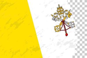 Horizontal Abstract Grunge Brushed Flag of Vatican City on Transparent Grid. vector