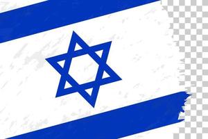 Horizontal Abstract Grunge Brushed Flag of Israel on Transparent Grid. vector