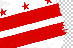 Horizontal Abstract Grunge Brushed Flag of District of Columbia on Transparent Grid. vector