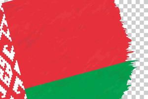 Horizontal Abstract Grunge Brushed Flag of Belarus on Transparent Grid. vector