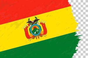 Horizontal Abstract Grunge Brushed Flag of Bolivia on Transparent Grid. vector