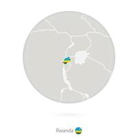 mapa de ruanda y bandera nacional en un círculo. vector