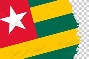 Horizontal Abstract Grunge Brushed Flag of Togo on Transparent Grid. vector