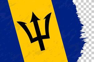 Horizontal Abstract Grunge Brushed Flag of Barbados on Transparent Grid. vector