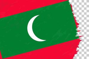 Horizontal Abstract Grunge Brushed Flag of Maldives on Transparent Grid. vector