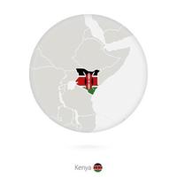 Map of Kenya and national flag in a circle. vector