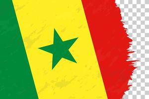 Horizontal Abstract Grunge Brushed Flag of Senegal on Transparent Grid. vector