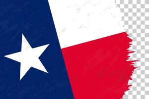 grunge abstracto horizontal cepillado bandera de texas en rejilla transparente. vector