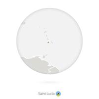 Map of Saint Lucia and national flag in a circle. vector