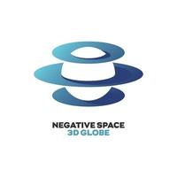 Negative Space 3D Globe vector