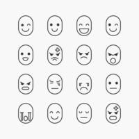 conjunto de iconos de línea de cara emoji. sobre un fondo blanco. icono de vectores