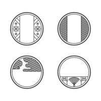 Retro-style circle Chinese pattern frame vector illustration set