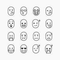 conjunto de iconos de línea de cara emoji. sobre un fondo blanco. icono de vectores