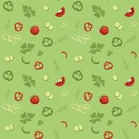 Seamless pattern of a set of vegetables for salad vector