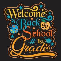 Welcome back to School t shirt design with School  elements or Hand drawn back to School typography design vector