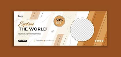 Creative travel and tour web banner template layout vector