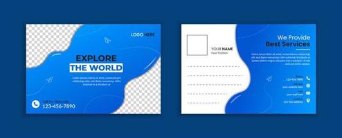 Travel and world explore postcard template vector