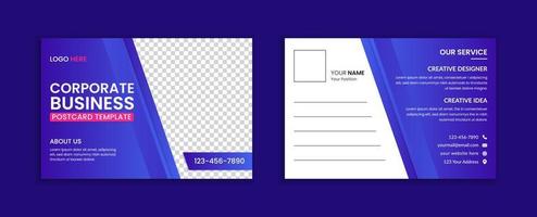 Corporate business postcard design template blue color vector