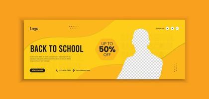Back to school or school admission web banner template layout vector
