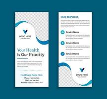 Abstract medical and healthcare rack card or dl flyer template layout vector