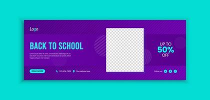 banner web de regreso a la escuela y plantilla de redes sociales, banner de admisión escolar vector