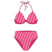 Pink female swimwear. Women's fashion bikini. Vector illustration isolated on a white background.